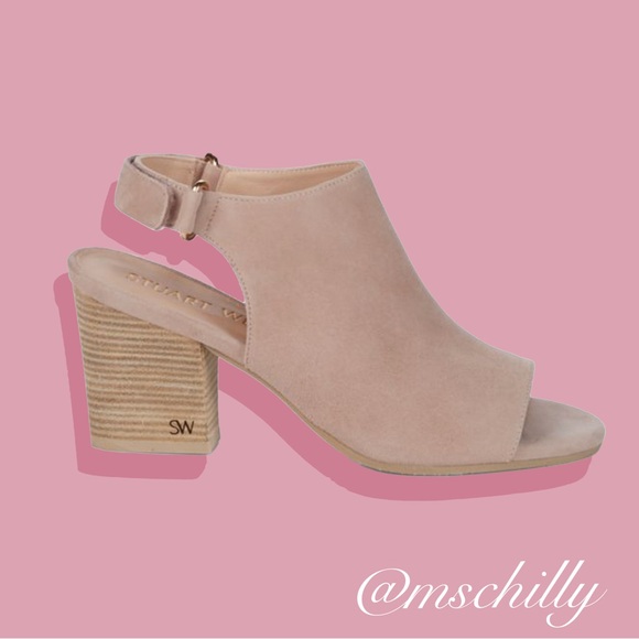Stuart Weitzman Midler Suede Heel Sandals Nude Blush Tan 7.5 - Picture 1 of 12